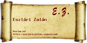 Eszlári Zalán névjegykártya